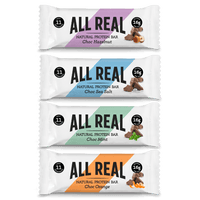 All Real Chocolate Lovers Mixed Pack with Choc Hazelnut, Choc Sea Salt, Choc Mint and Choc Orange protein bars