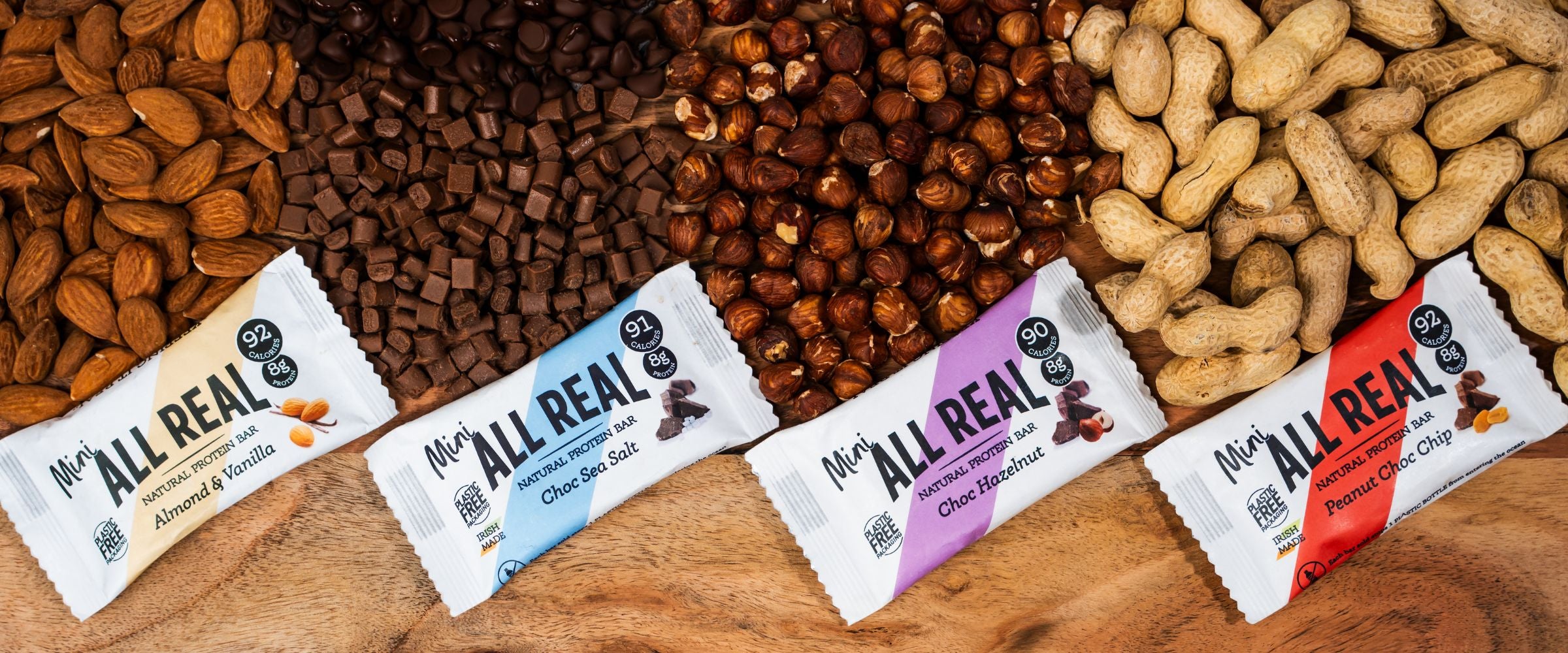 Selection of All Real mini protein bars with real ingredients
